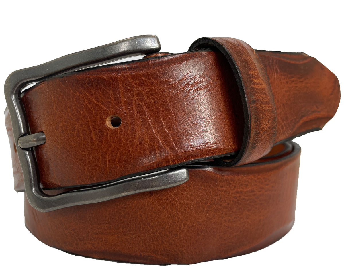 Tan 35mm Italian Leather Belt with gunmetal buckle