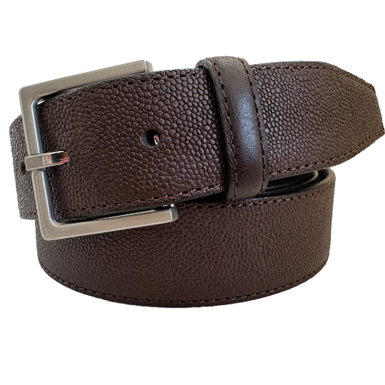 Brown 35mm Italian Leather Belt Embossed Finish