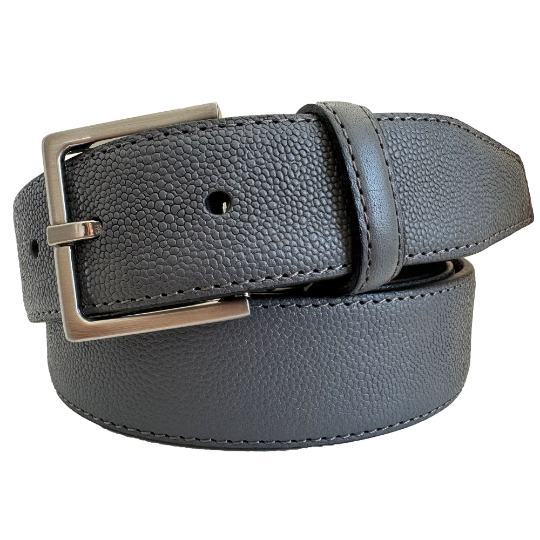 GREY CALF LEATHER PEBBLE EMBOSSED 35MM LEATHER BELT