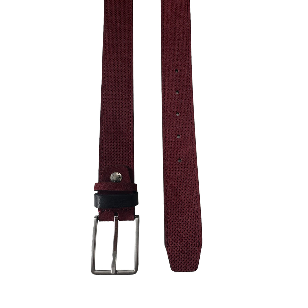 Burgundy 35mm Italian Suede Belt Perforated Finish product image