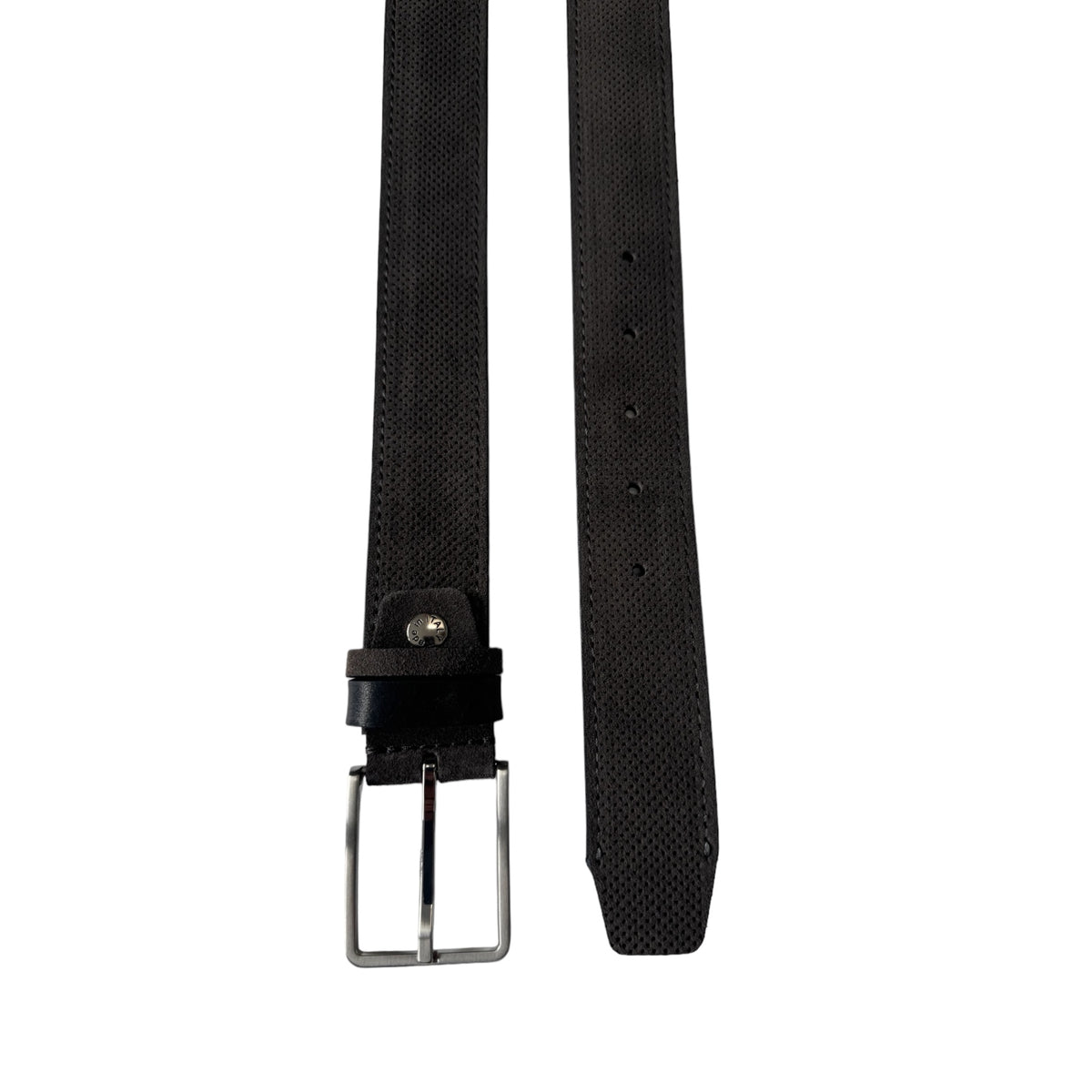 Dark Grey 35mm Italian Suede Belt Perforated Finish product image