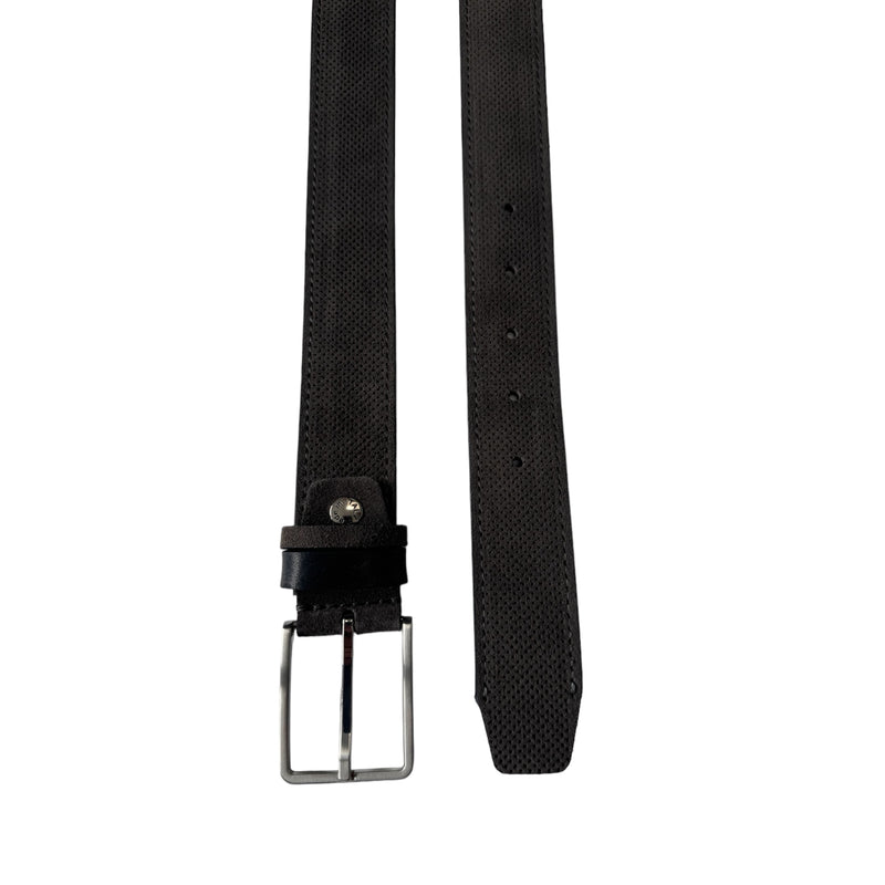 Dark Grey 35mm Italian Suede Belt Perforated Finish product image