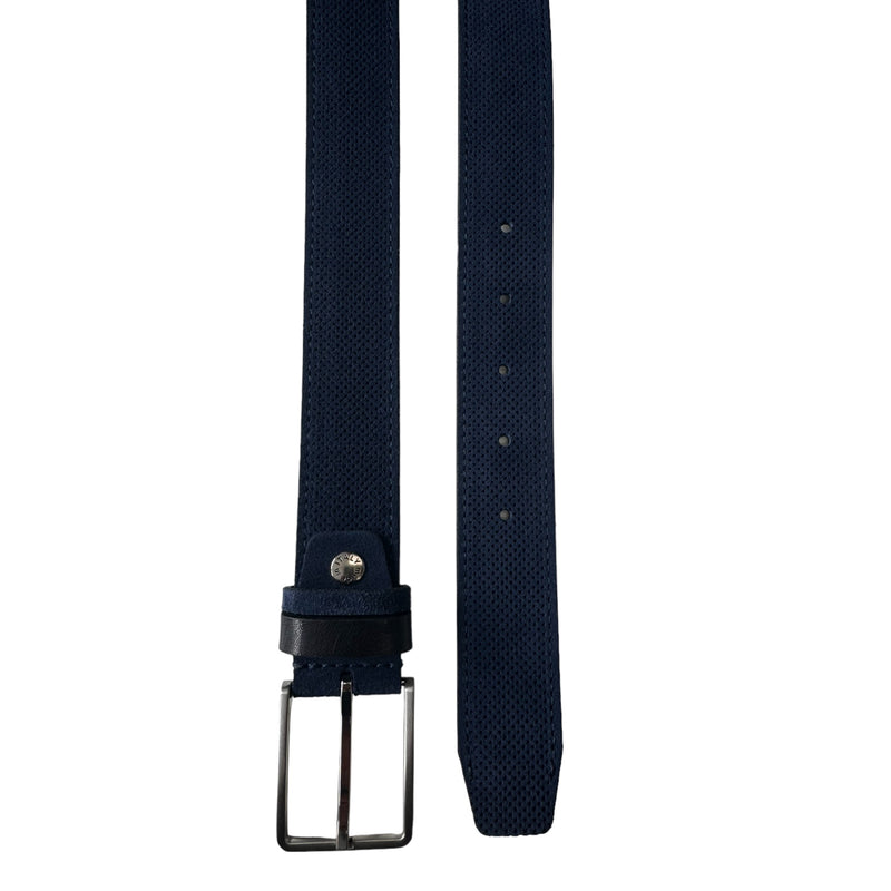 Blue 35mm Italian Suede Belt Perforated Finish product image