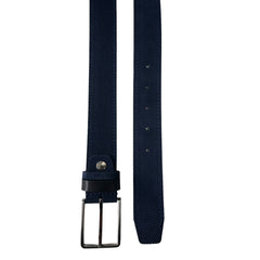 PERFORATED BLUE SUEDE BELT CONTRAST LEATHER LOOP 35MM