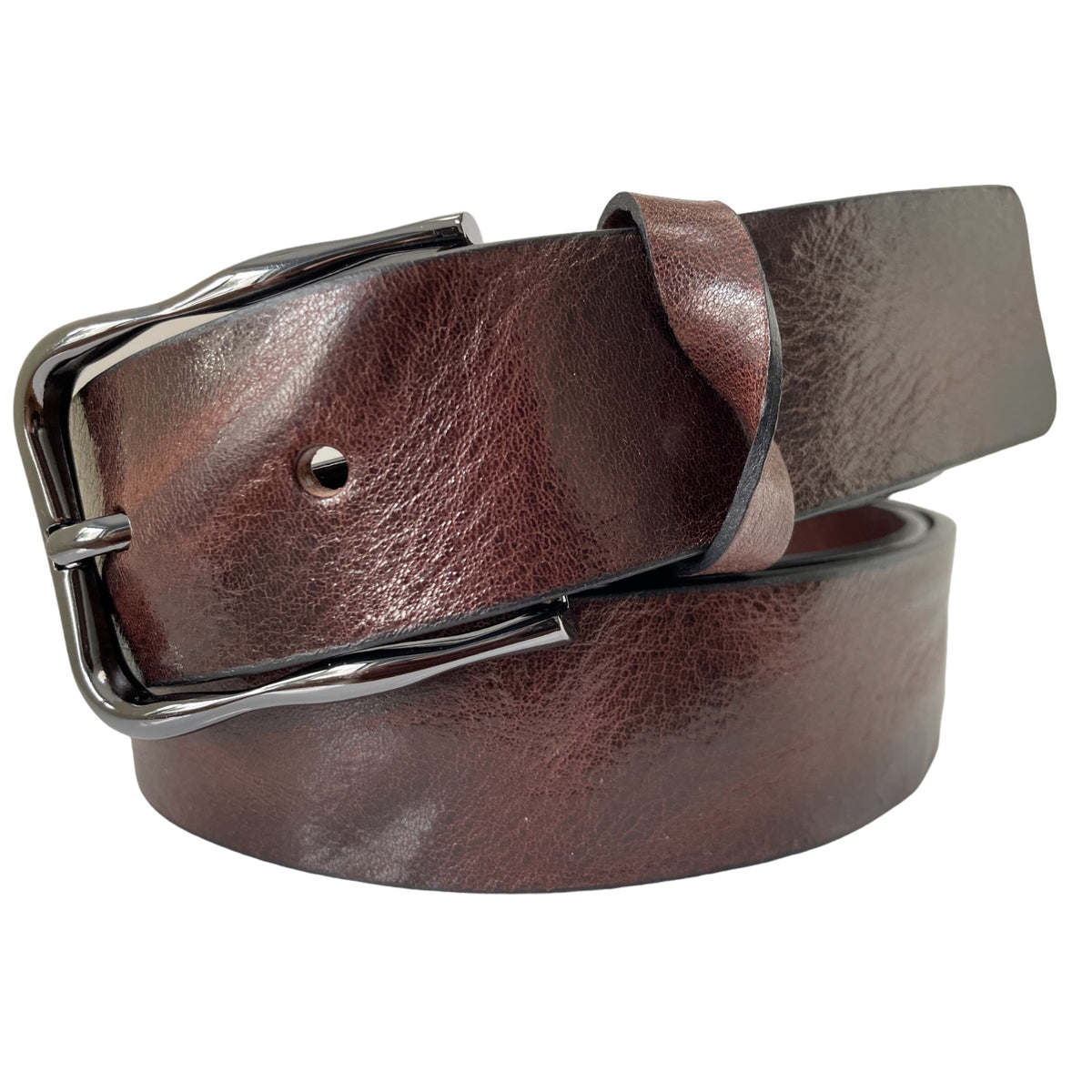 Brown 35mm Italian Leather Belt Distressed Finish