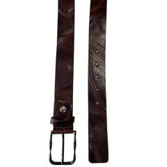 BROWN DISTRESSED HIDE WITH CROSS LOOP 35MM LEATHER BELT