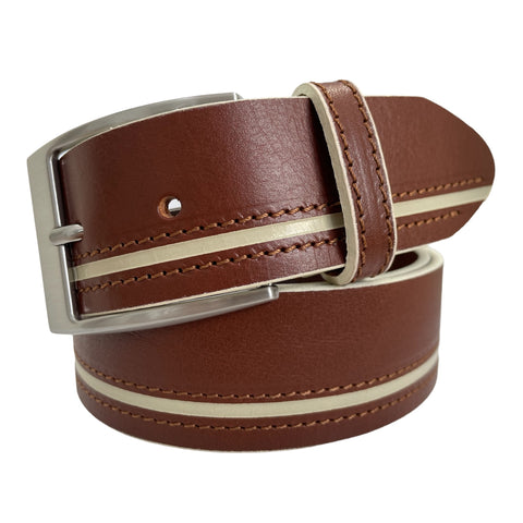 TAN & CREAM HIDE LEATHER BELT