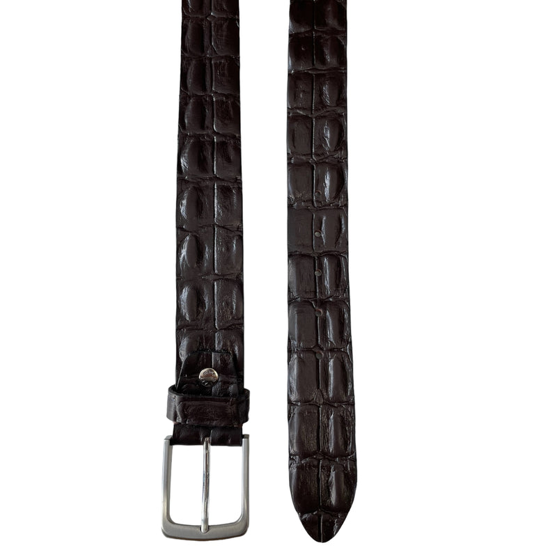 Brown 40mm Italian Leather Belt Crocodile Print product image