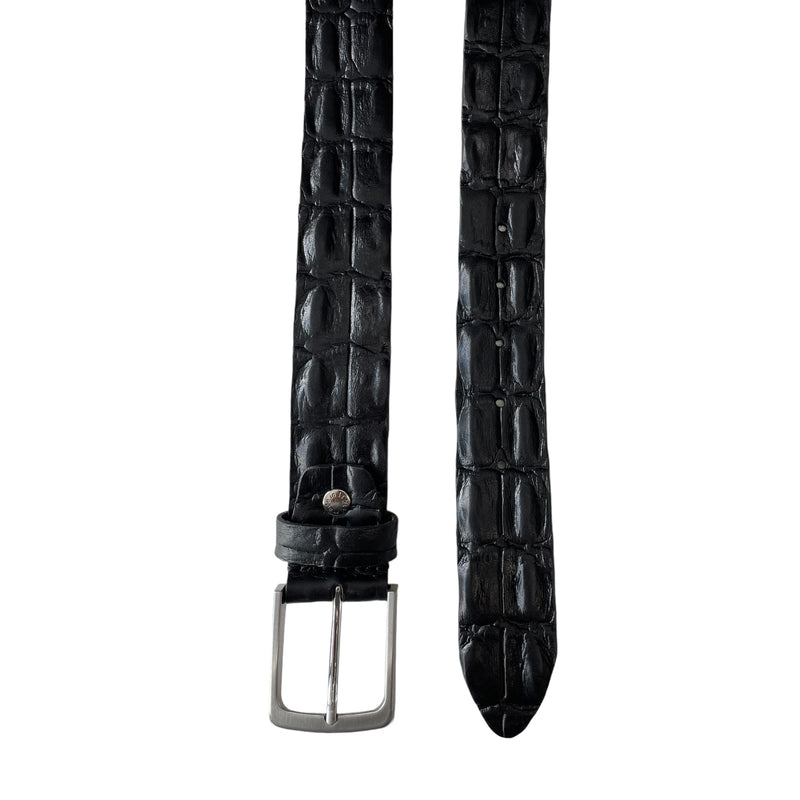 Black 40mm Italian Leather Belt Crocodile Print product image