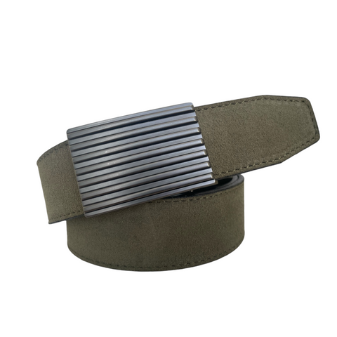 OLIVE GREEN SUEDE BELT AUTOMATIC RATCHET 40MM