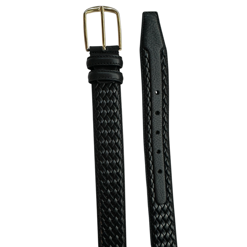 Black 35mm Italian Calf Leather Belt with gold buckle product image