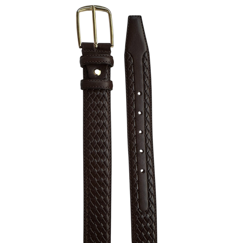 Brown 35mm Italian Calf Leather Belt with gold buckle product image