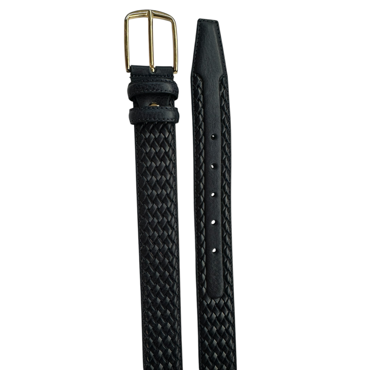 Dark Navy 35mm Italian Calf Leather Belt with gold buckle product image