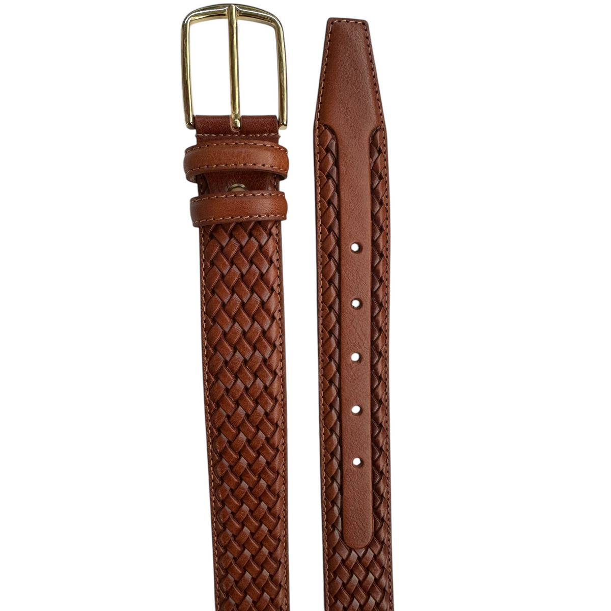Cognac Tan 35mm Italian Calf Leather Belt with gold buckle product image