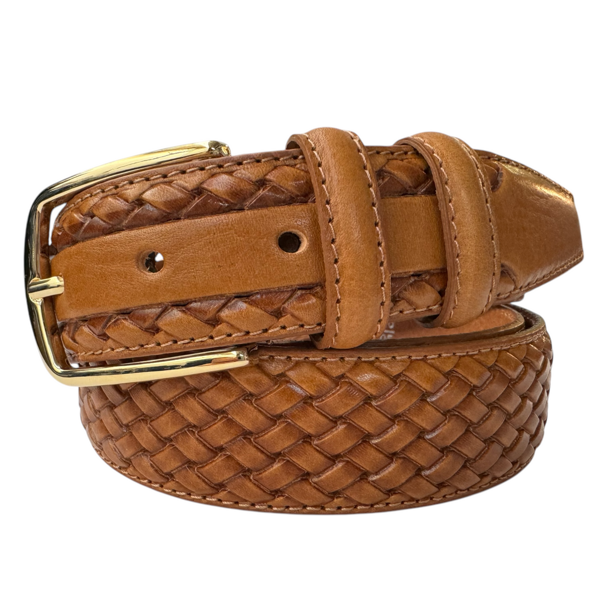 Honey Tan 35mm Italian Calf Leather Belt with gold buckle