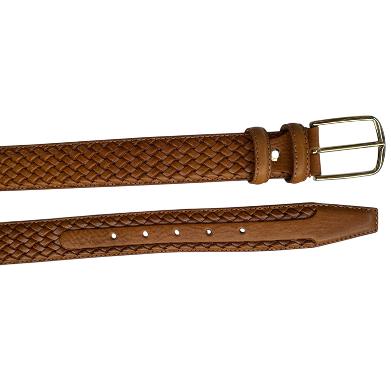 Honey Tan 35mm Italian Calf Leather Belt with gold buckle product image