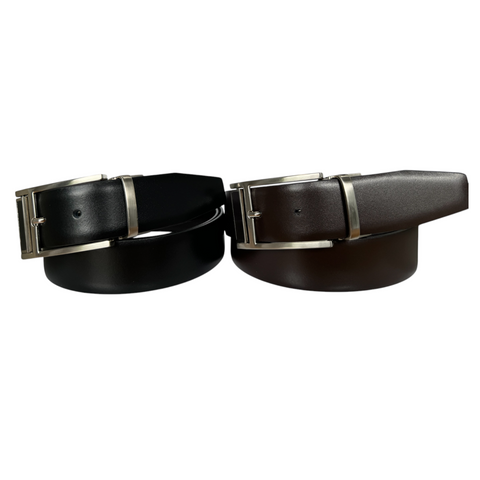 BLACK & BROWN REVERSIBLE CALF LEATHER BELT