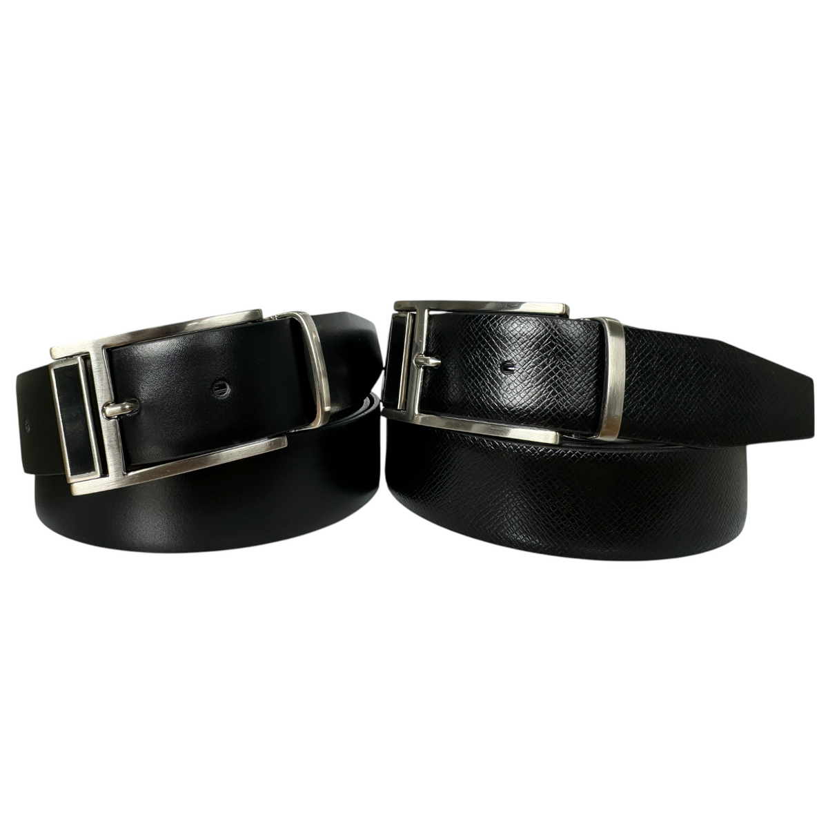 Black Italian Calf Leather Belt Reversible