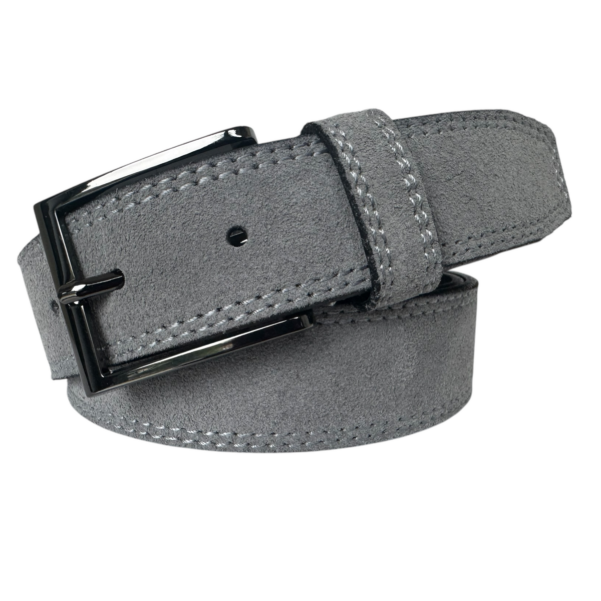 Light Grey 35mm Italian Suede Belt with gunmetal buckle