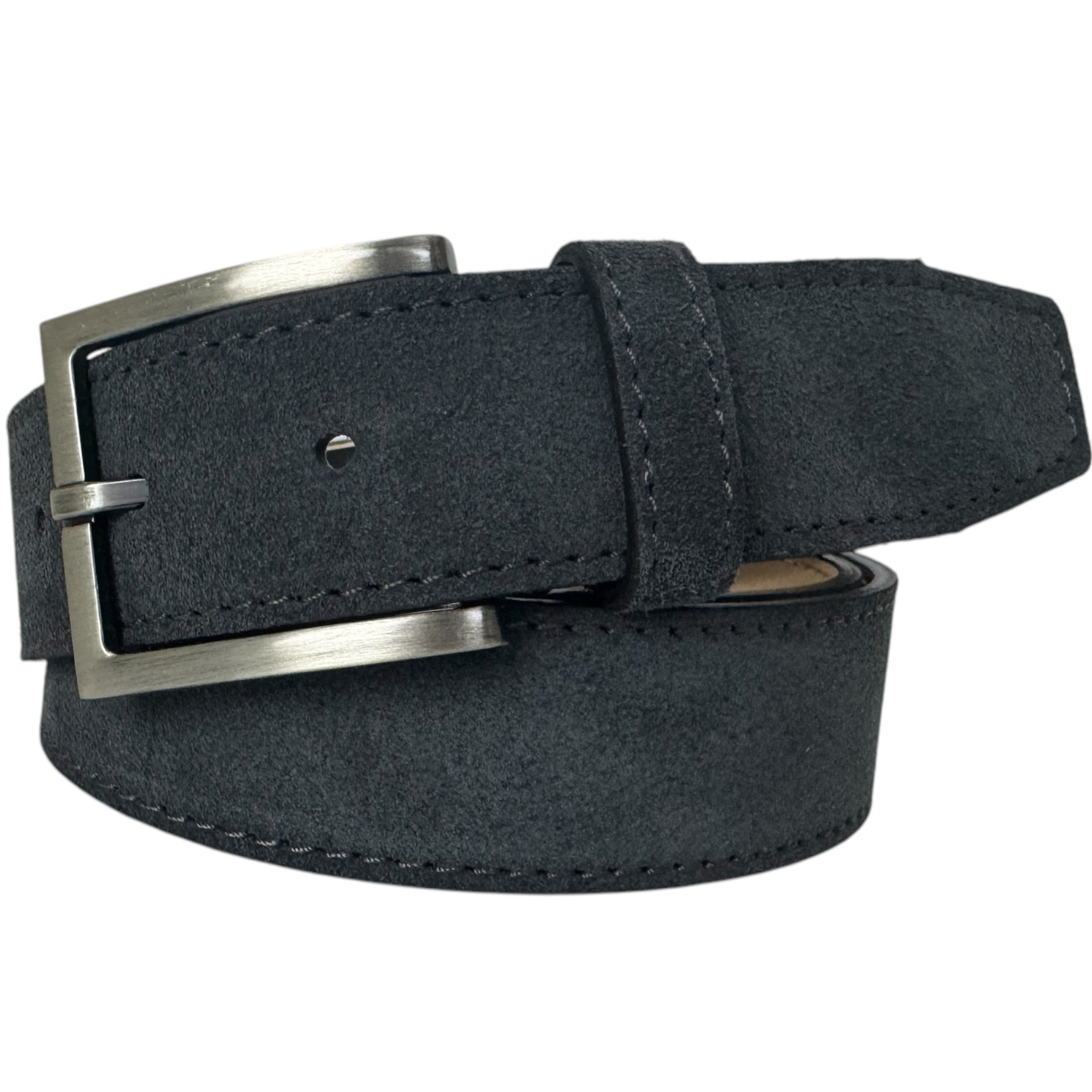 DARK GREY SINGLE STITCHED SUEDE BELT 35MM