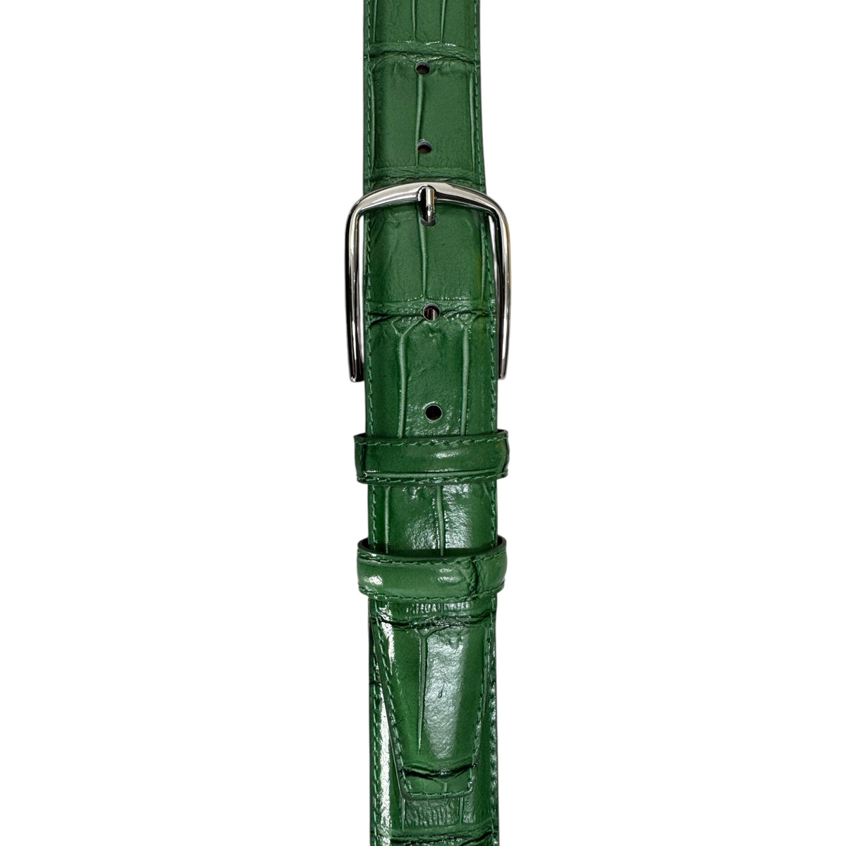 Apple Green 35mm Italian Leather Belt with silver buckle product image