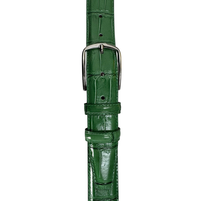 Apple Green 35mm Italian Leather Belt with silver buckle product image