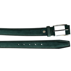 CONTRAST STITCH GREEN SUEDE BELT 35MM