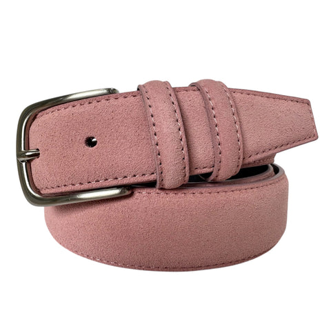 PINK SUEDE BELT DOUBLE LOOP 35MM