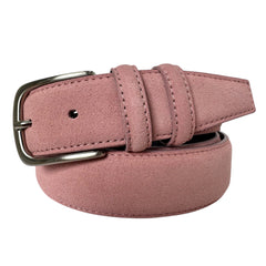 PINK SUEDE BELT DOUBLE LOOP 35MM