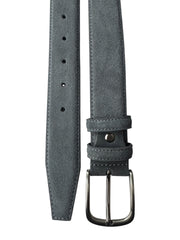 GREY SUEDE BELT DOUBLE LOOP 35MM