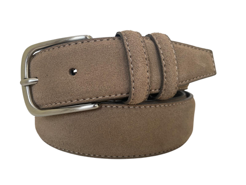 WARM DARK BEIGE SUEDE BELT 35MM