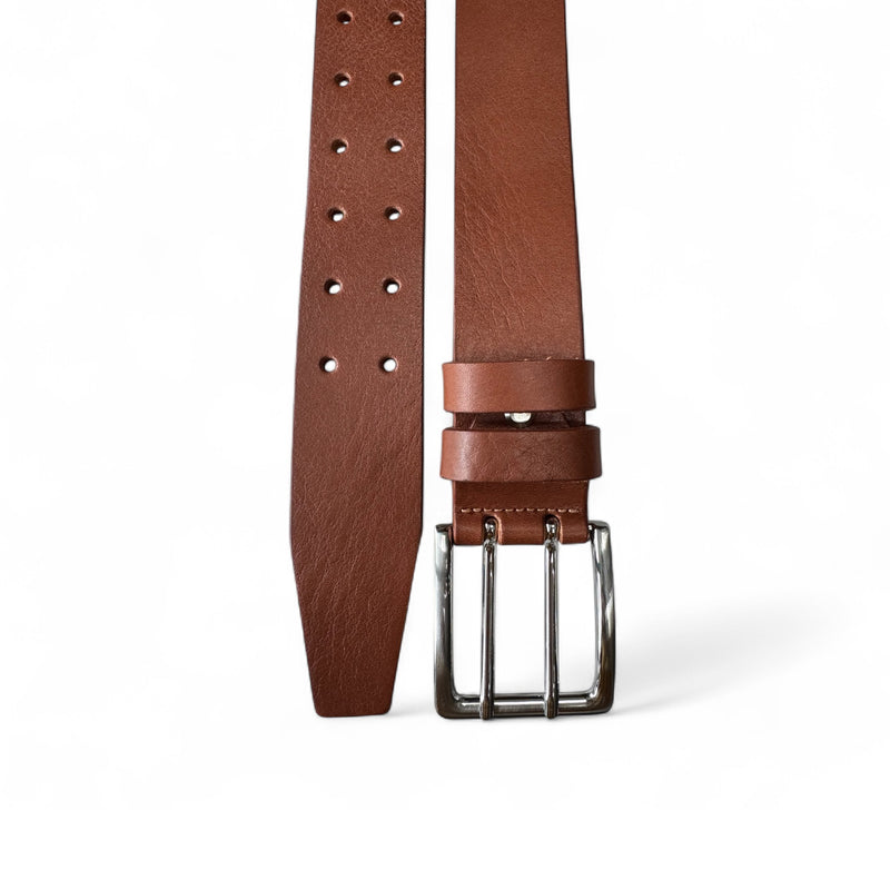 Warm Tan 40mm Italian Leather Belt with double-prong buckle product image