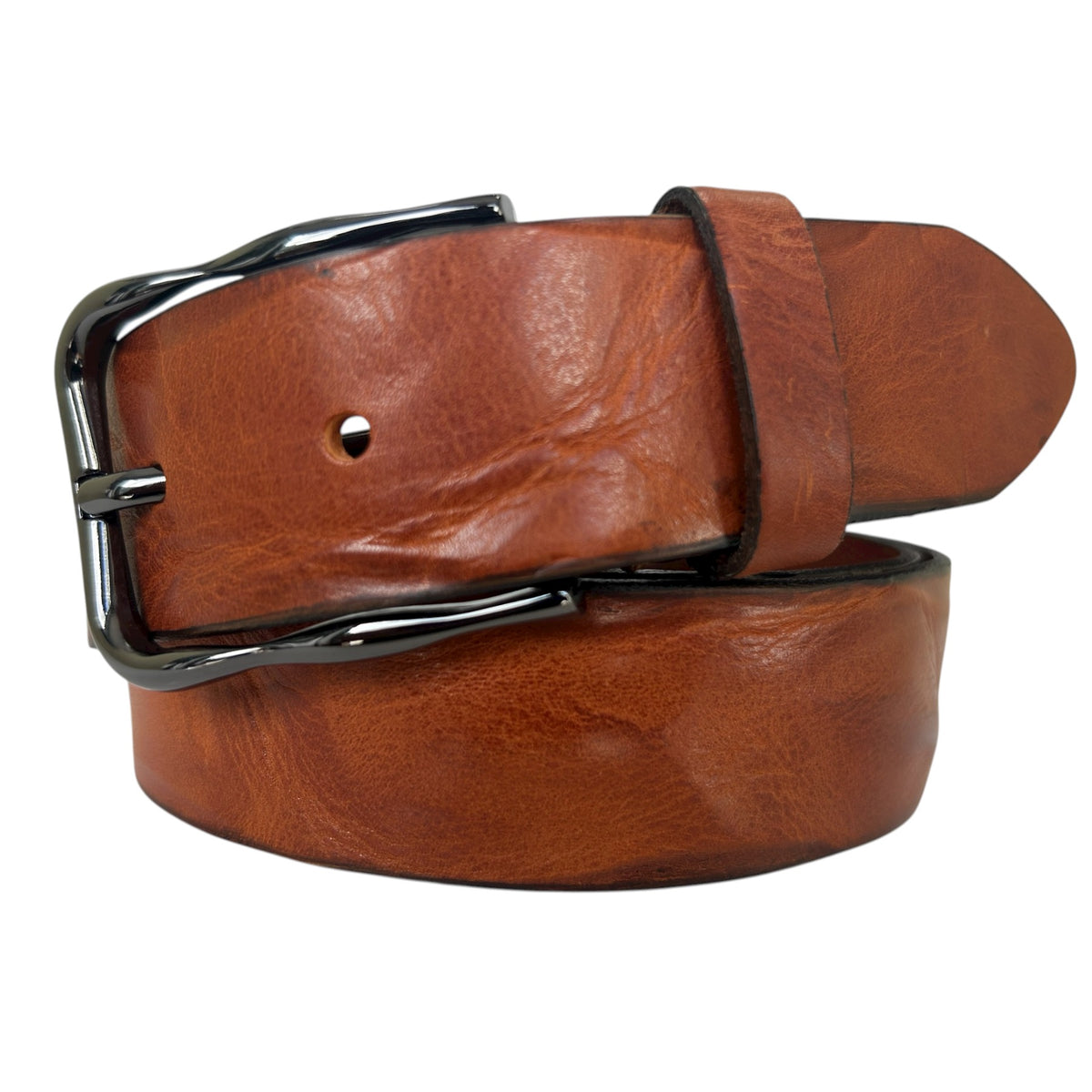 Tan 35mm Italian Leather Belt with gunmetal buckle
