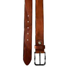 TAN DISTRESSED HIDE WITH GUN METAL BUCKLE 35MM LEATHER BELT