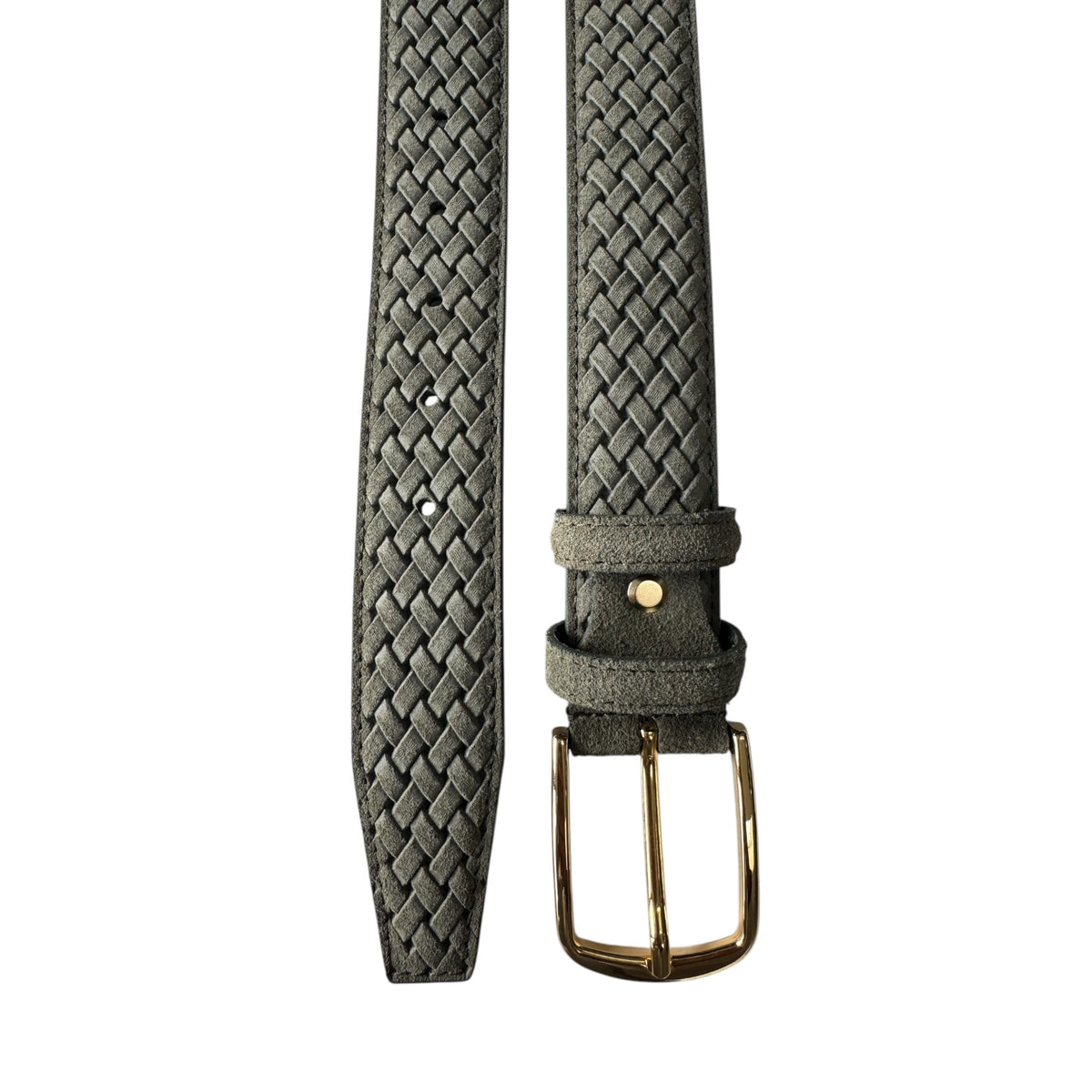 Olive Green 35mm Italian Suede Belt with gold buckle product image