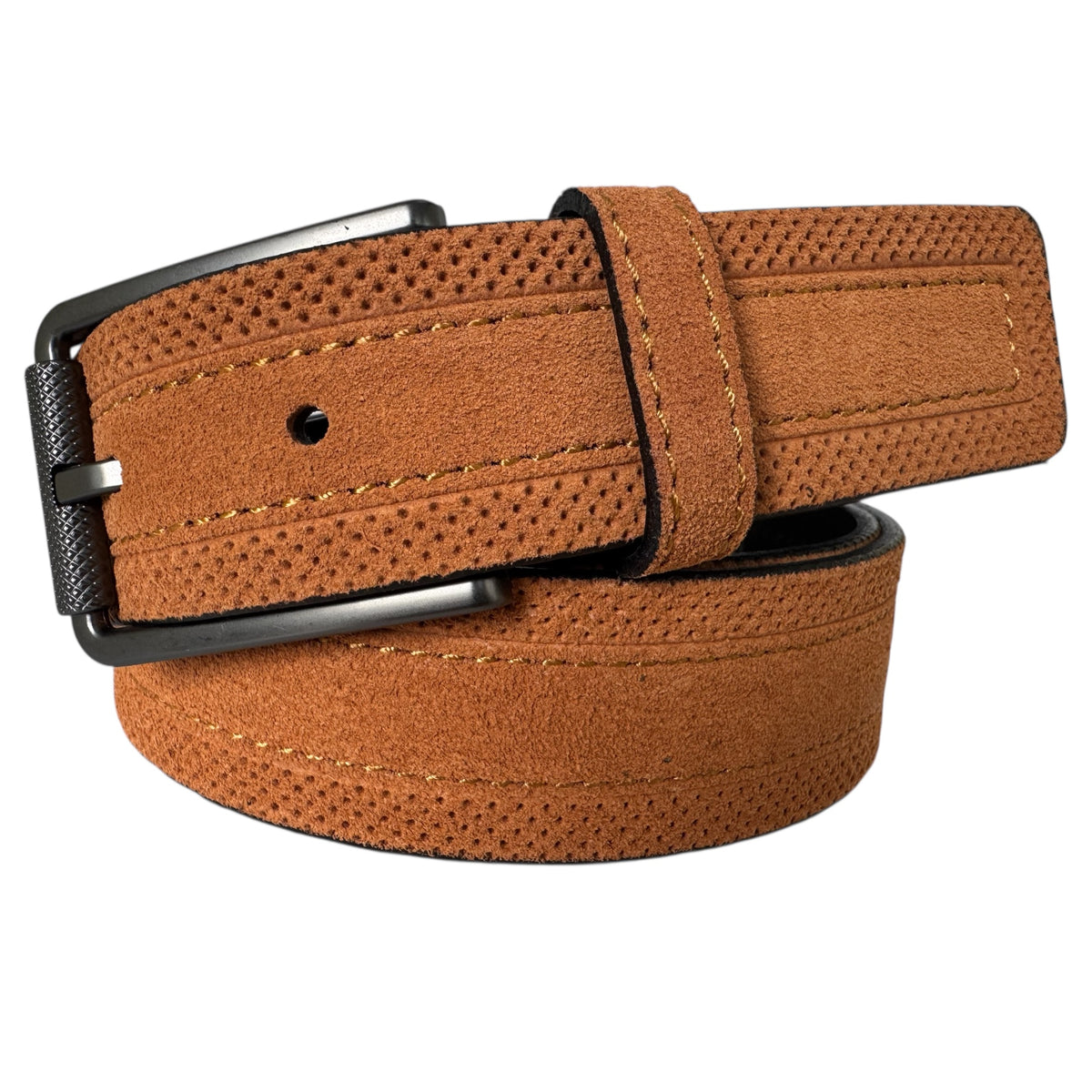 Tan 35mm Italian Suede Belt with gunmetal buckle