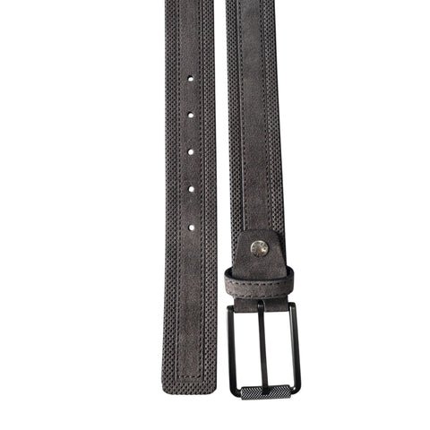 PERFORATED GREY SUEDE BELT GUN METAL BUCKLE 35MM