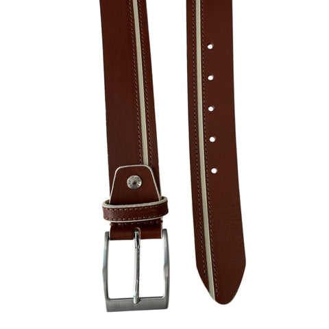 COGNAC TAN HIDE HAND PAINTED LEATHER BELT