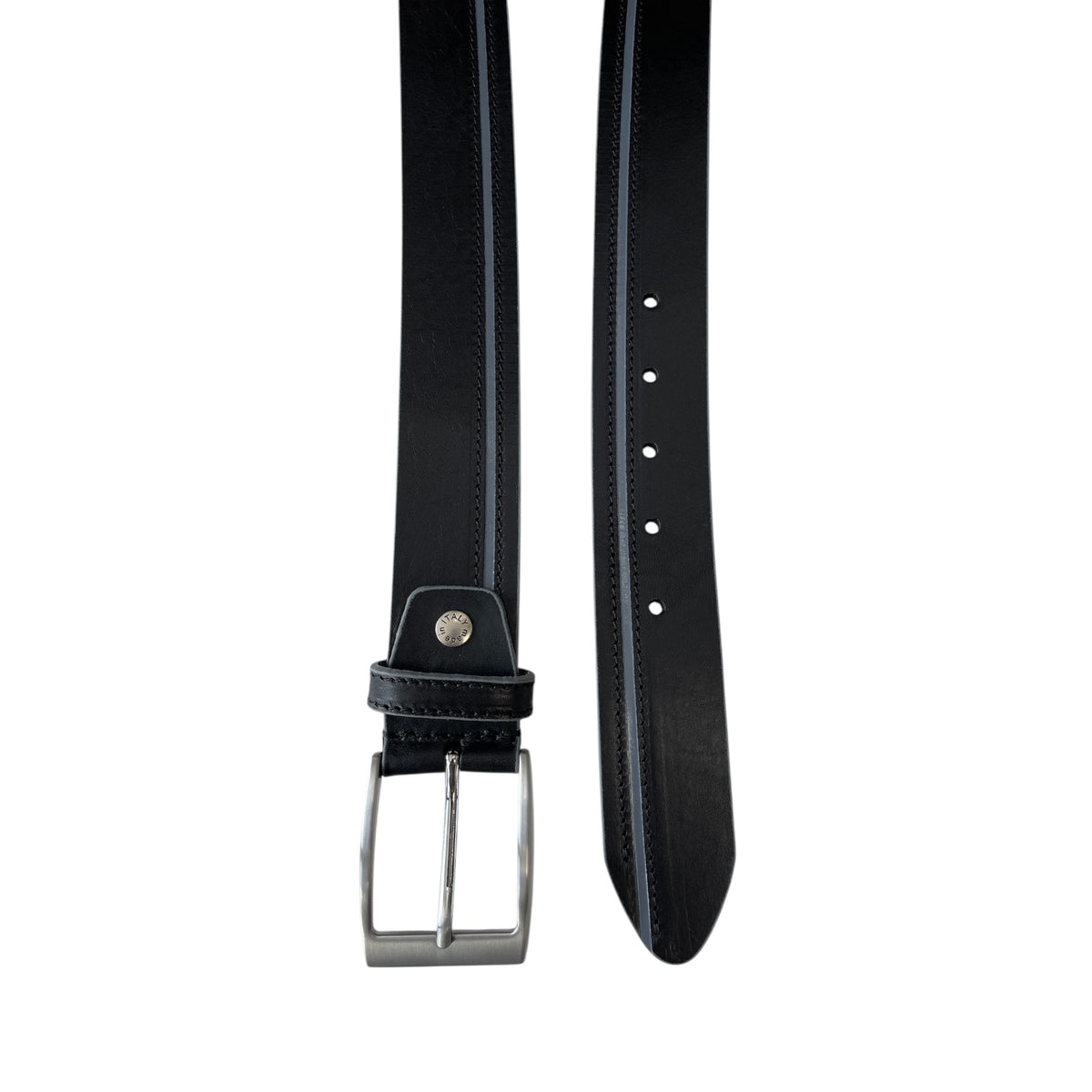 Black Italian Leather Belt Hand-Painted Finish product image