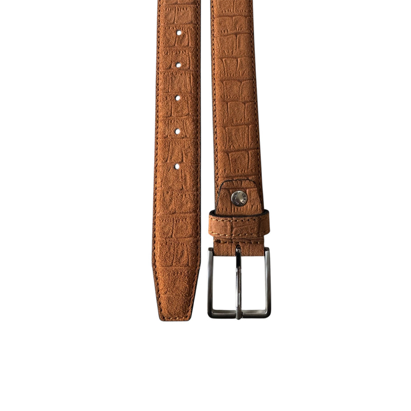 Tan 35mm Italian Suede Belt Crocodile Print product image