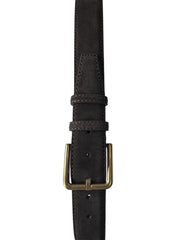 DARK BROWN SUEDE BELT BRASS BUCKLE 40MM