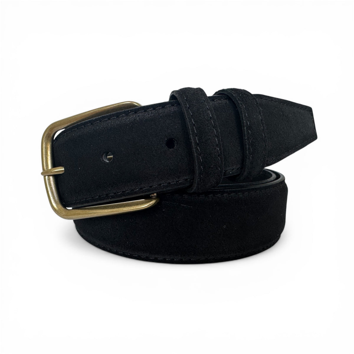 Black Italian Suede Belt with brass buckle