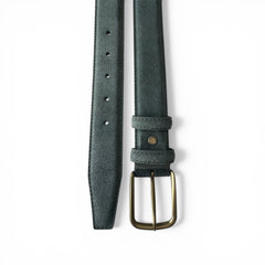 SLATE GREEN SUEDE BELT BRASS TONE BUCKLE