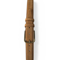 DESERT TAN SUEDE BELT BRASS TONE BUCKLE 35MM