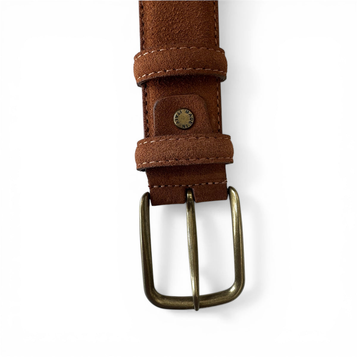 Warm Tan 35mm Italian Suede Belt with brass buckle product image