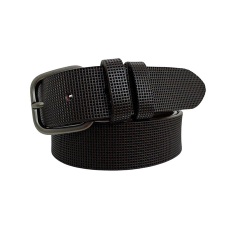 Men's Dark Brown Textured Hide Leather Belt: 35mm