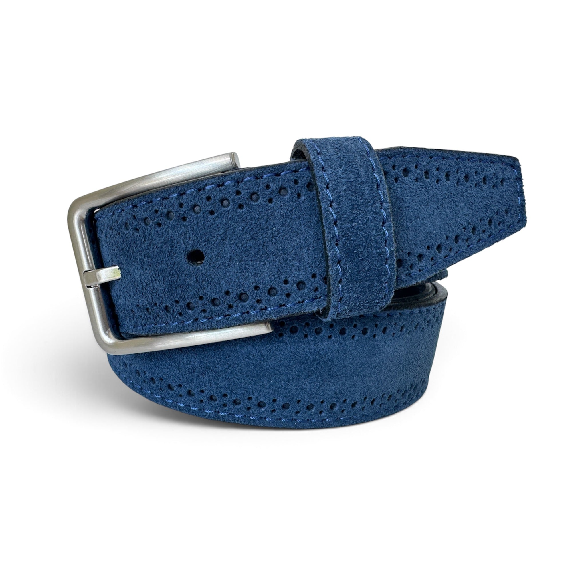 BLUE BROGUE SUEDE BELT 35MM