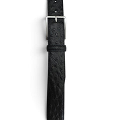 BLACK OSTRICH PRINT LETHER BELT 35MM