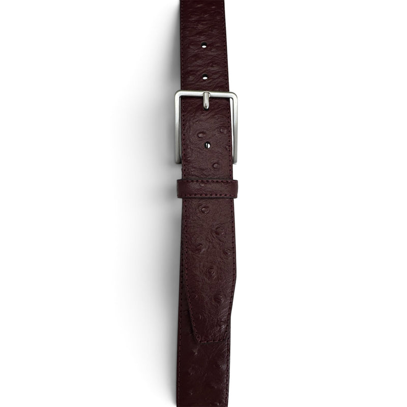 Burgundy 35mm Italian Leather Belt Ostrich Print product image