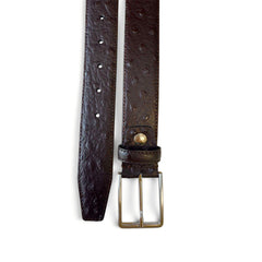 BROWN OSTRICH PRINT LEATHER BELT 35MM